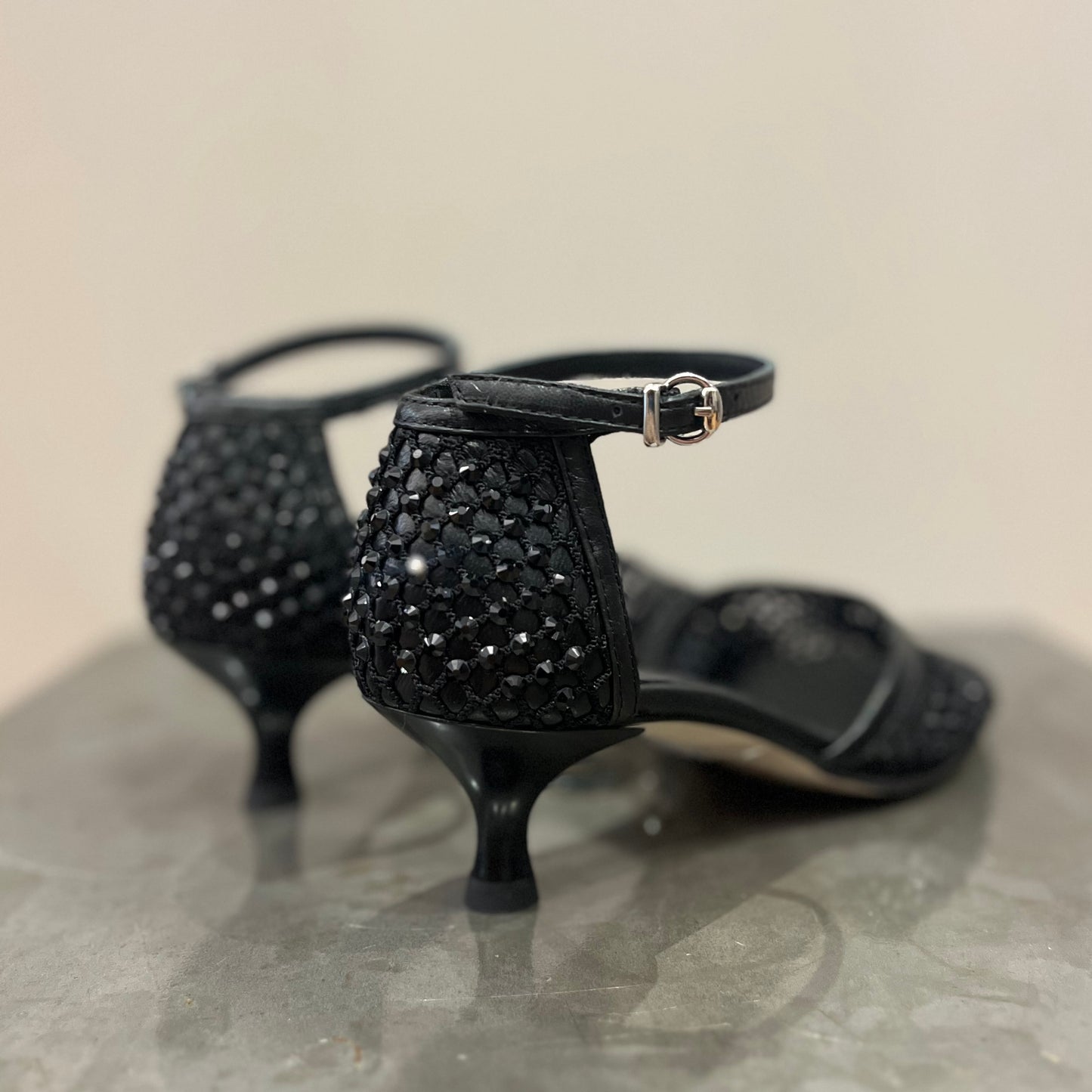 Sandalo Strass Nero 18656